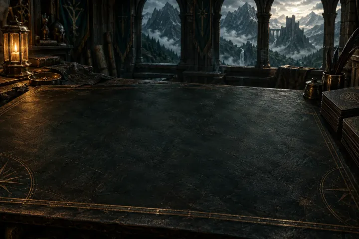 A deck laid out on a candlelit worktable