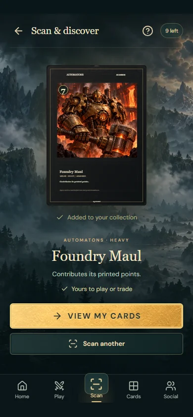 Scanside scanner revealing a discovered card
